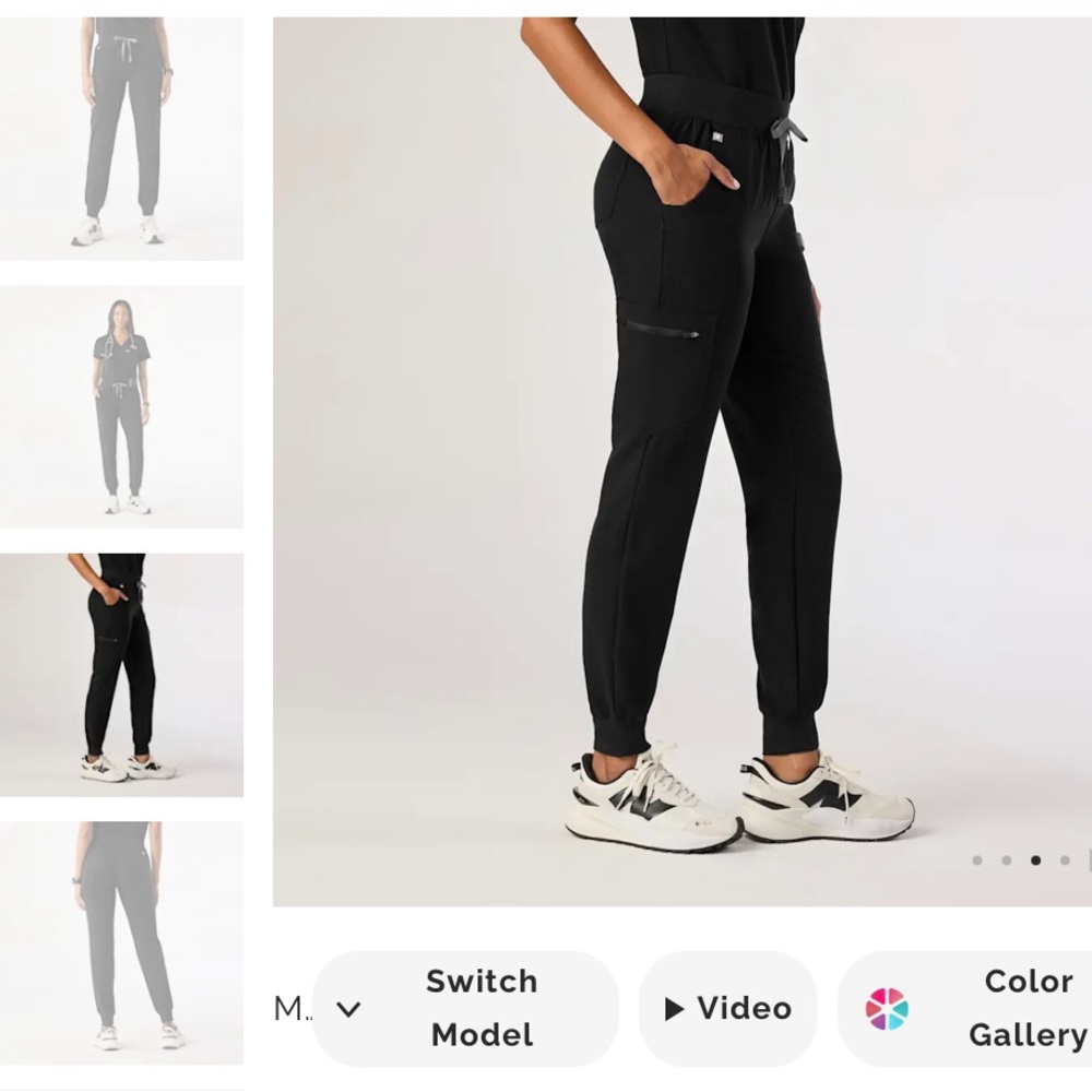 TALL Figs Black Zamora Women's Jogger Scrub Pants with Drawstring XL TALL - Picture 11 of 12